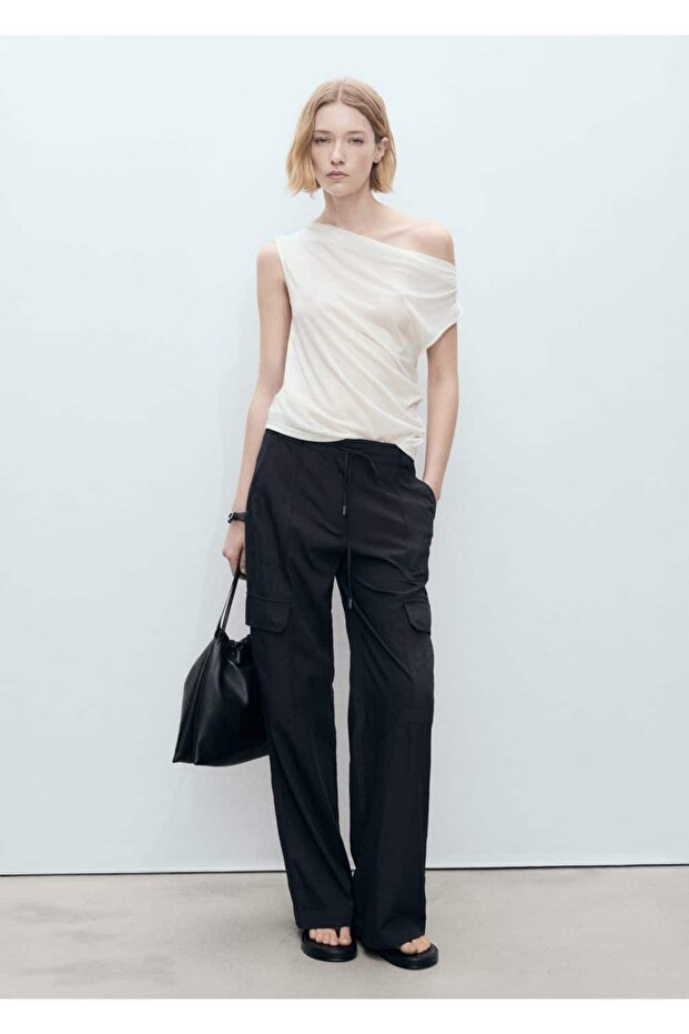 Asimetrik lyocell bluz - 2