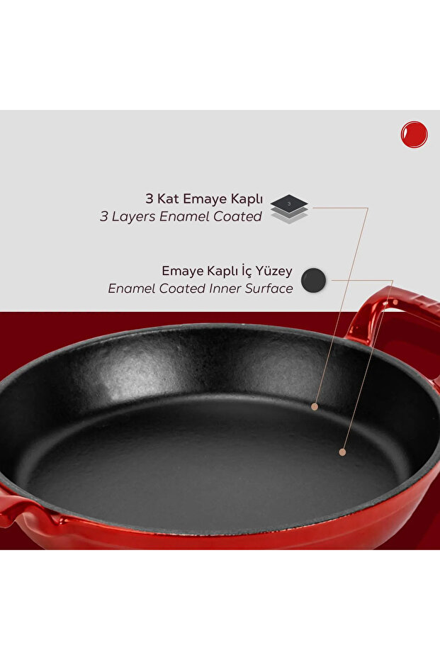 Cast Round Sahan Cast Iron Solid Double Handle Diameter(Ø)20cm - 6