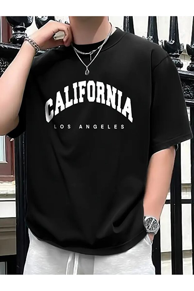 California Los Angeles Graphic Tee for Men - Casual Short Sleeve Round Neck
