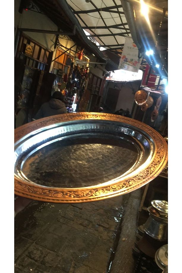 Gaziantep Bakır Işlemeli-dövmeli Sunumluk-iskender Tabak Genişlik :30cm - 8