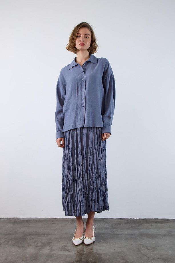 Düşük Omuzlu Oversize Gömlek - 4