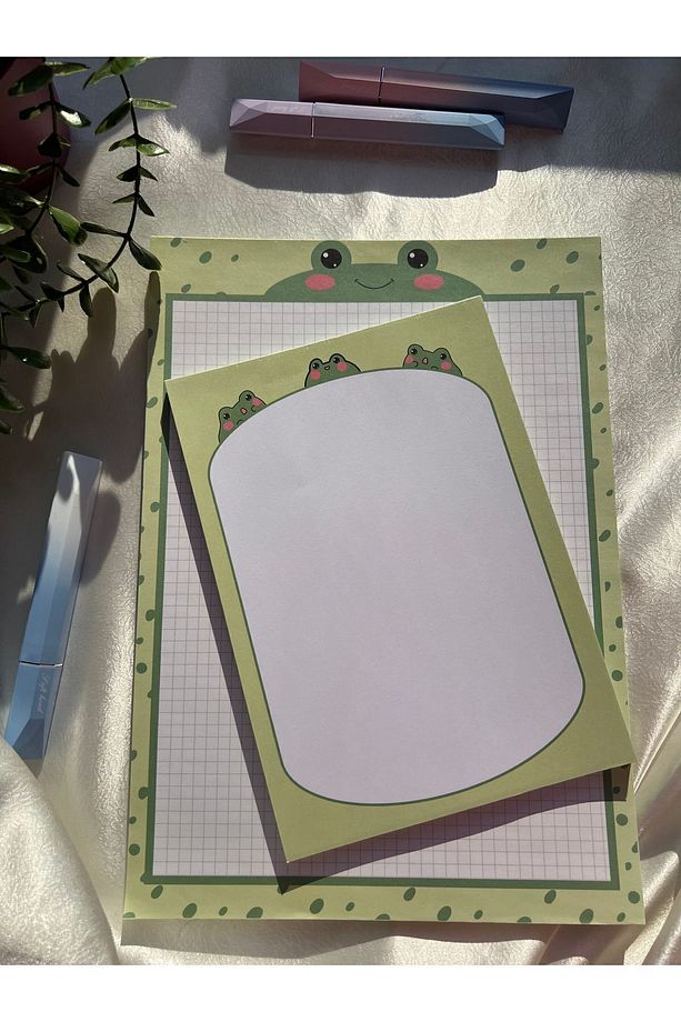 Kurbağa Desenli 2'li Set (A4-A5) Notepad - Not Defteri - Bloknot (KARELİ) - 2