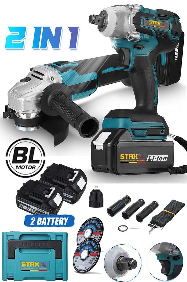 Çantalı 2li SüperTurbo BL Motor Şarjlı Taşlama Spiral Şarjlı Somun Sıkma Sökme Setli 58VF 2000Ah - 2