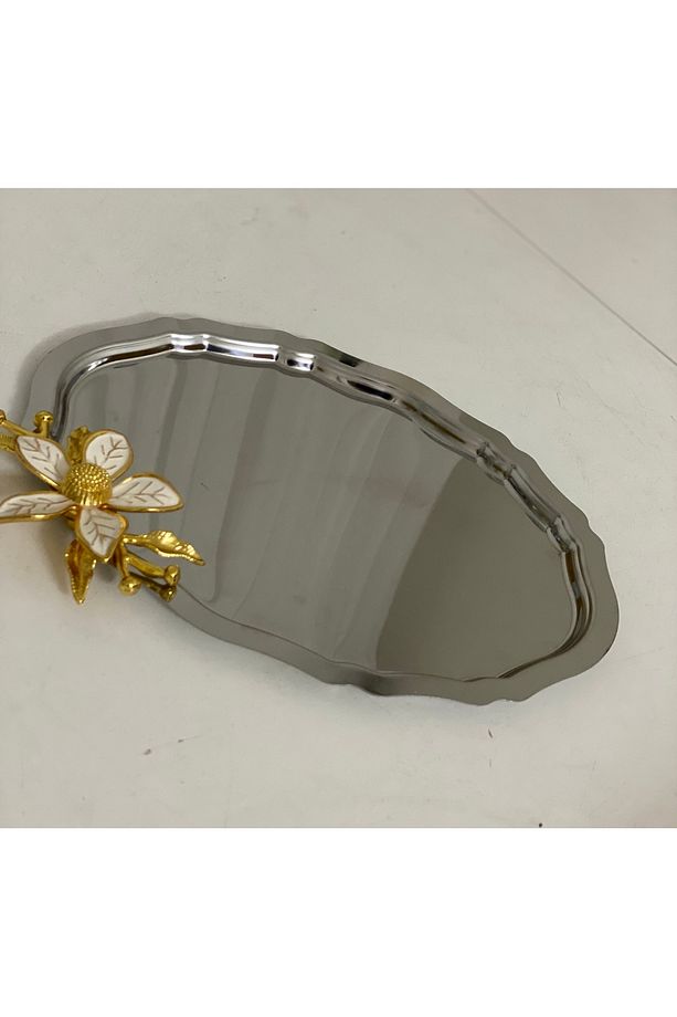 20*25 CM ÇELİK OVAL MODEL 1 ADET BÜYÜK ÇİÇEKLİ SUNUM TEPSİSİ - 3