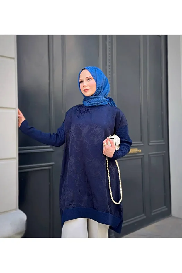 Kadın Merserize Triko Tunik - 1