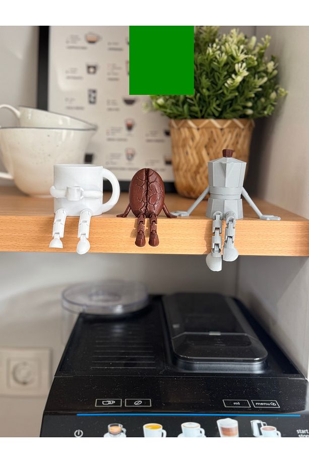 3D Kahve köşesi Sevimli Biblo Seti 3'lü,Kahve Çekirdeği,Beyaz Kahve Kupası,Moko Pot,Coffee set - 7