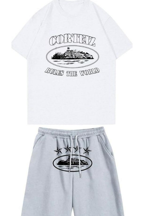 Corteiz Yazısı Baskılı Oversize Unisex Şort-Tshirt Takım - 1
