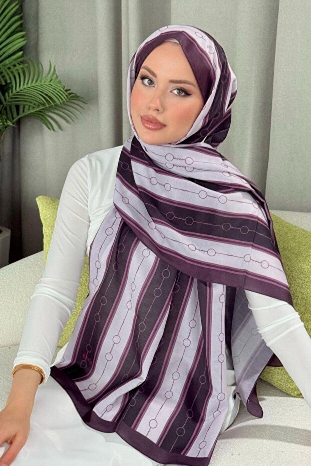 شال بنمط مخطط البرقوق - 4