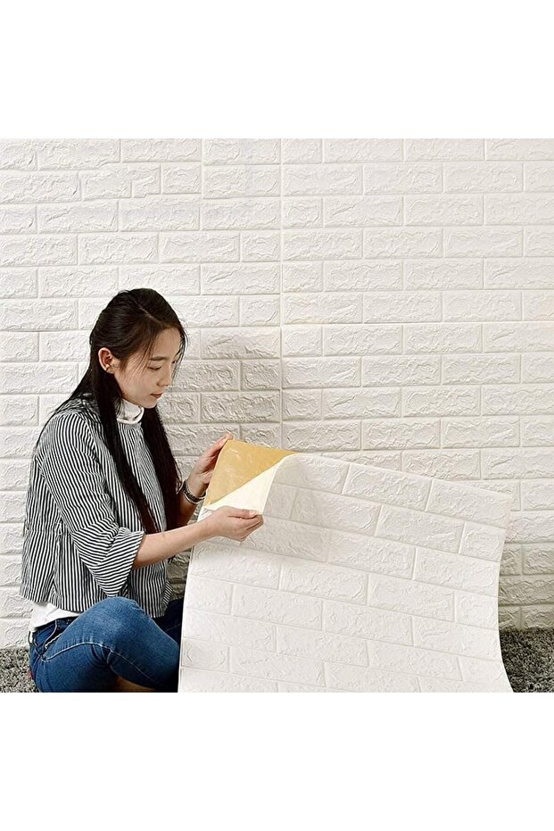 ملصقات ديكور بتصميم طوب جدارية ، مقاومة للماء وسهلة الاستخدام بلاصق ذاتي بملمس ثلاثي الابعاد