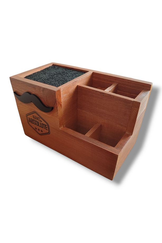 Kuaför Makas Standı ve Fırça Standı – Ahşap Stand, Şık Organizer - 1