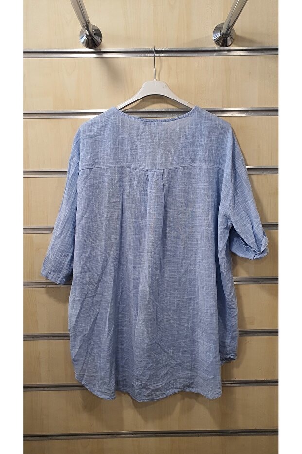 Plain Pattern Italian Blouse Single Button - 4