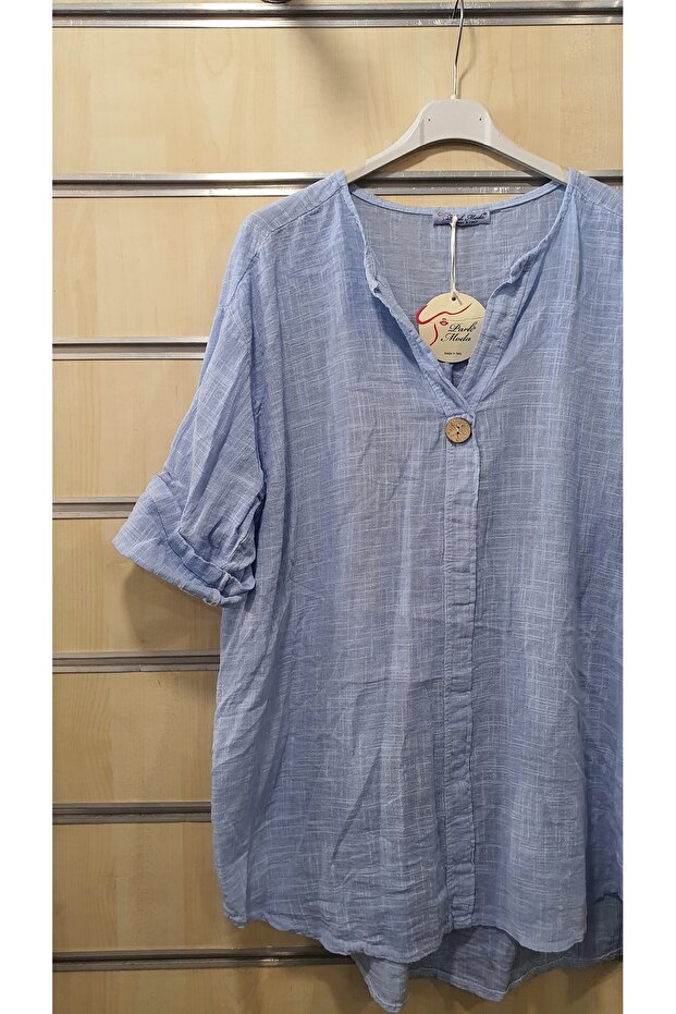 Plain Pattern Italian Blouse Single Button - 2