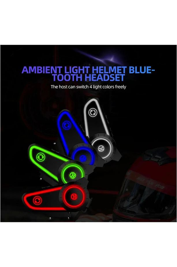 Motosiklet Kask Kulaklık Bluetooth Intercom Rgb Işıklı Motorsiklet Interkom - 5