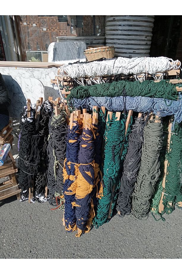 Bahçe Salıncak Hamak El Örmesi Makrome, Çift Katlı Tek Kişilik Kaliteli %100 Pamuk, Karışık Renk - 4