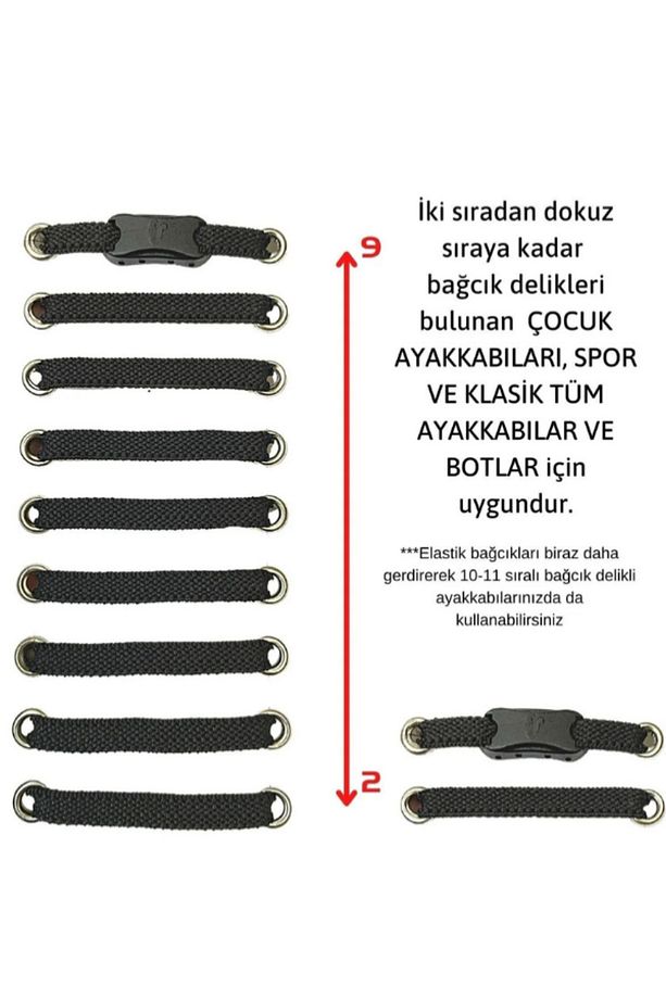 Pratik Bağlanmayan Akıllı Bağcık , Lastikli Esnek Yeni Nesil ,Spor, Bot Ayakkabı Bağcığı 1 Çift - 3