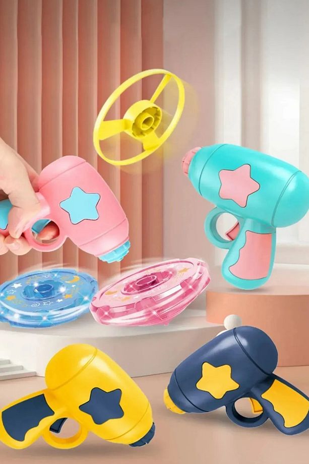 Mini Uçan Disk Uçan daire Tabancası Frizbi Disk Fırlatma Yakalama Kedi Oyuncağı Uçan Pervane Oyuncak - 5
