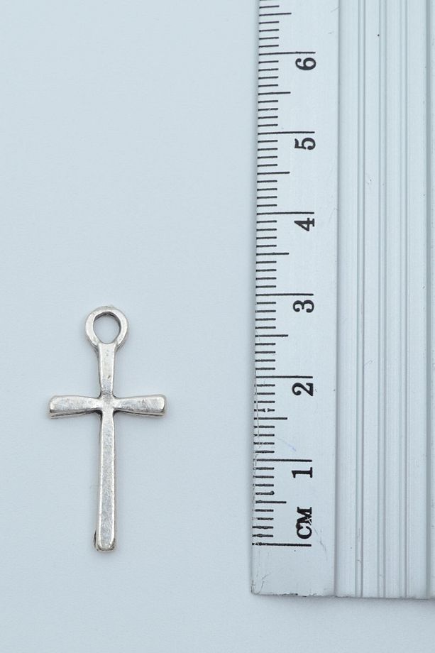 Minimal Haç Gümüş Kaplama Örme Zincir Kolye - 3
