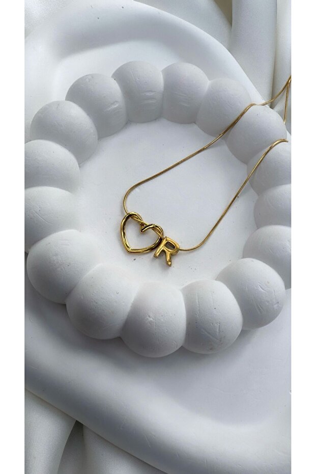 Minimal Kalpli R harfli Kolye - 1