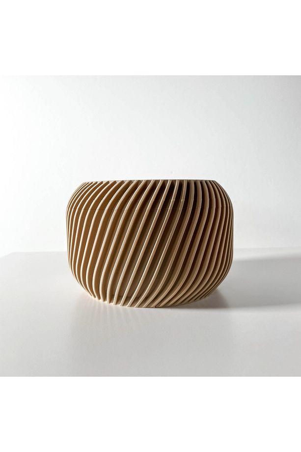Velora | 14x14x10 cm Spiral Desenli Kapaklı Saklama Kutusu – Modern Storage Container - 3