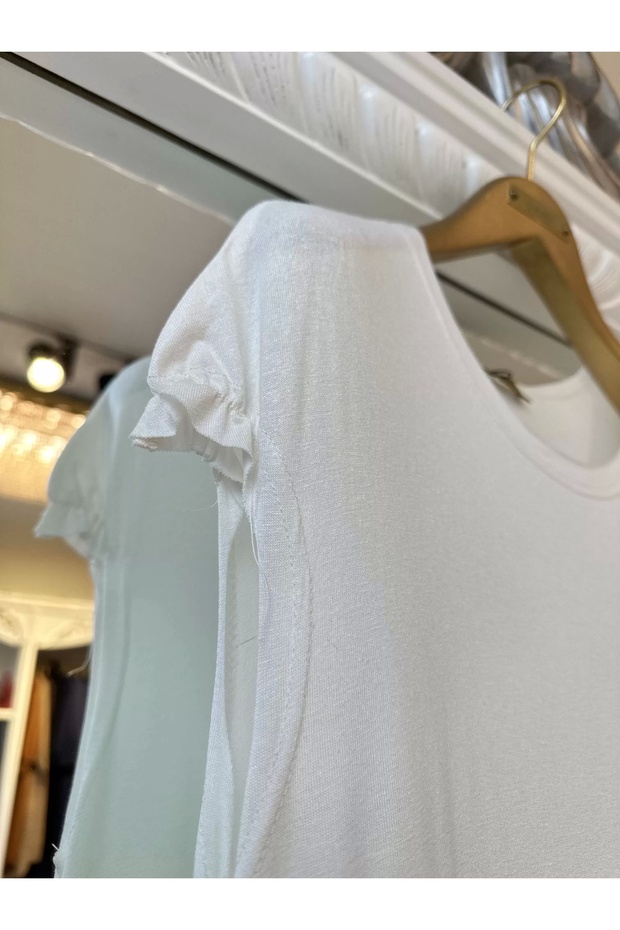 İNVEE 6308 Eteği Fırfır Detaylı İç Elbise - Ekru - 6