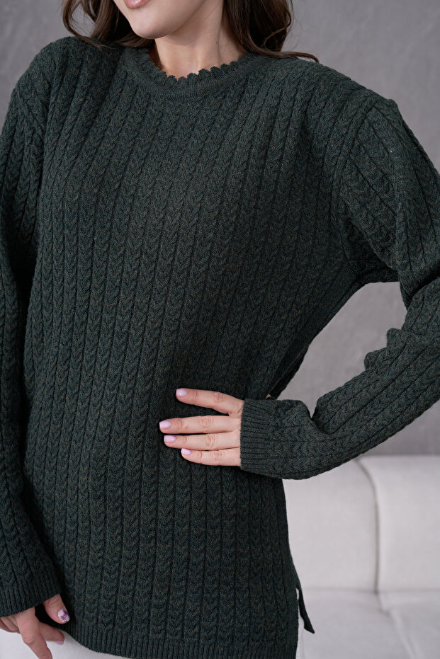 Saç Örmeli anne Triko Yün kazak - 2