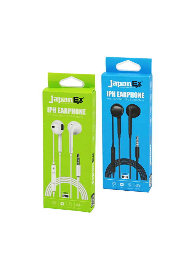 سماعة ستيريو JAPANEX IPH6 مع ميكروفون داخل الأذن وسلك = 1.2 متر AUX INPUT (5047)