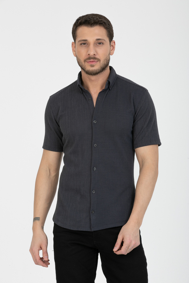 Men's Short Sleeve Summer Slimfit Knitted Shirt 2586
