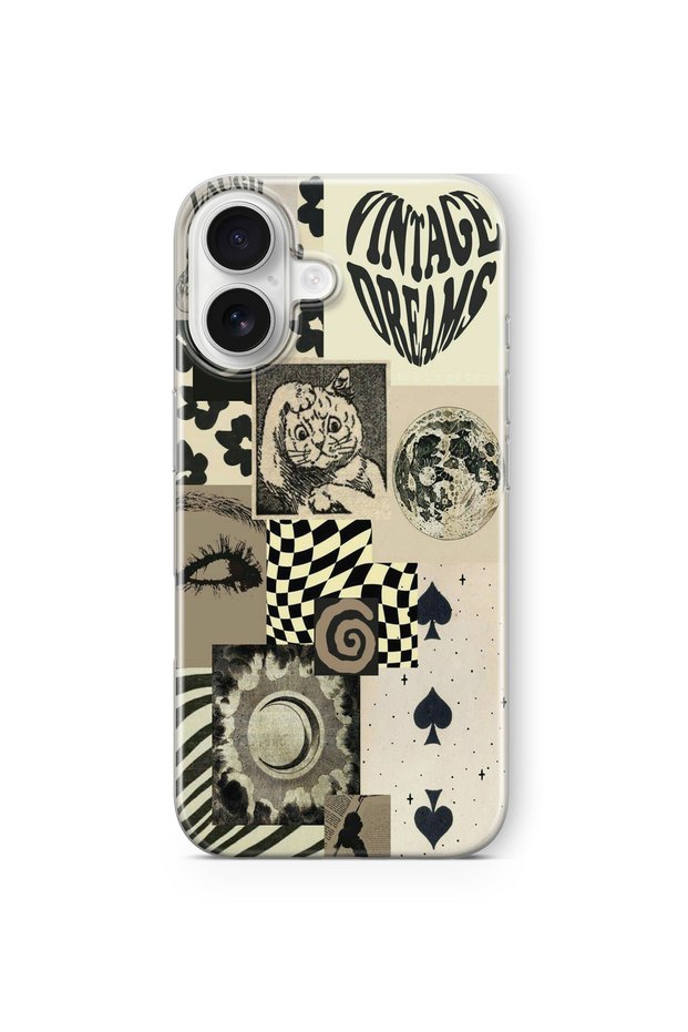 حافظة شفافة مطبوعة بتصميم Vintage Dreams متوافقة مع هاتف iPhone 16 Plus