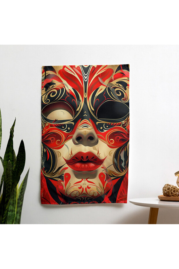 Graphic Venetian Mask Wall Drape - Vibrant Sublimation for Bedroom, Living Room, and Dorm Decor