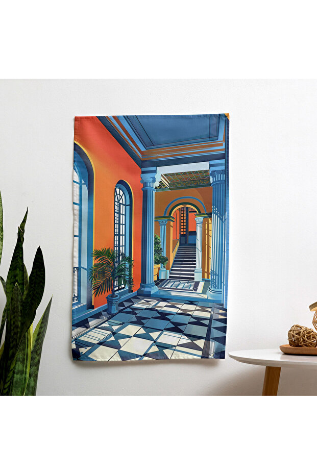 غطاء حائط بتصميم فن البوب العماري الكلاسيكي الحديث - ظهر قطن 100%، وواجهة بوليستر - ألوان نابضة بالحياة،