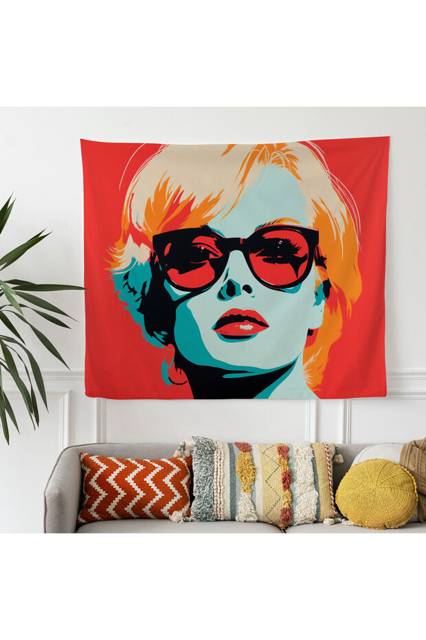 Pop Art Sensation Portre Duvar Örtüsü - Ranforce Kumaş, Canlı Renkler, Süblimasyon Baskı - 2