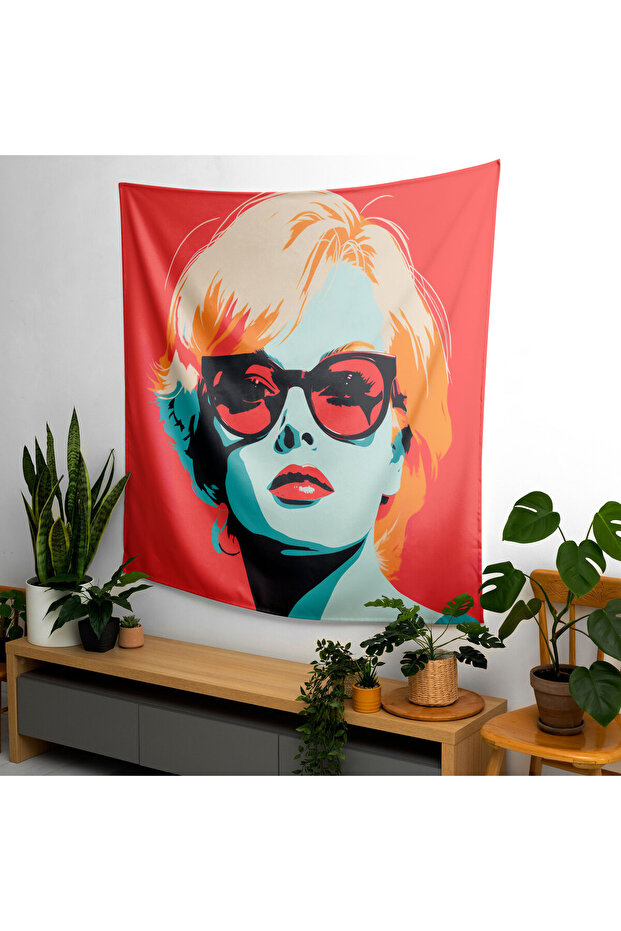 Pop Art Sensation Portre Duvar Örtüsü - Ranforce Kumaş, Canlı Renkler, Süblimasyon Baskı - 4