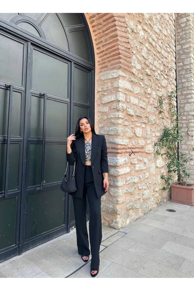 Single-Button Two-Piece Blazer Set