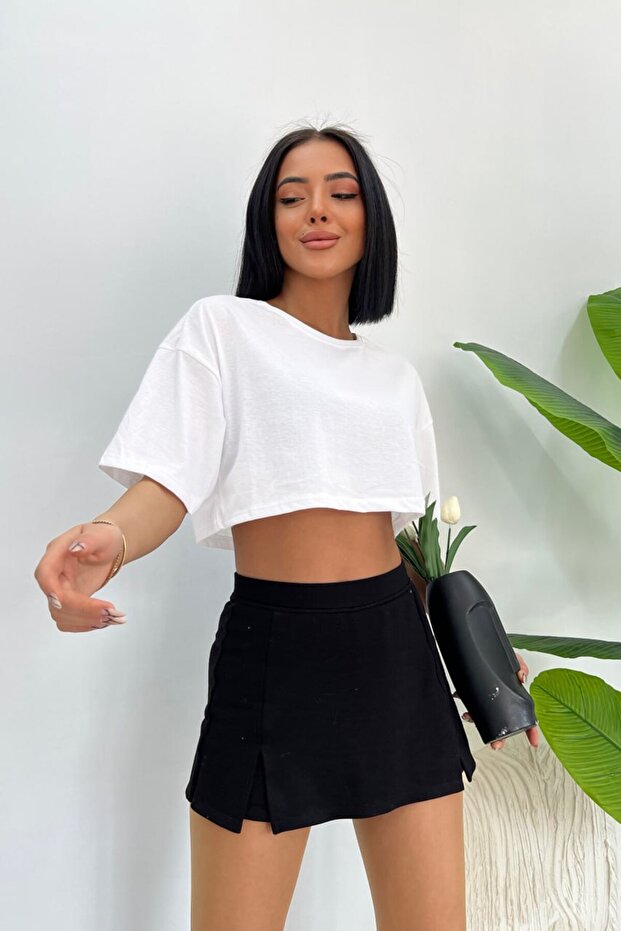 Oversize Crop Tişört - 1