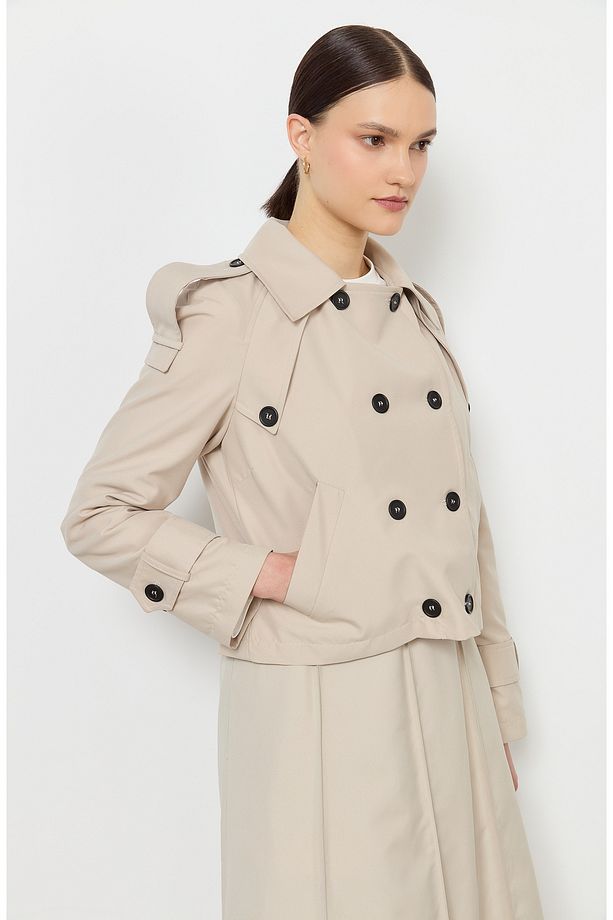 Oversize Taş Kısa Trençkot - 6