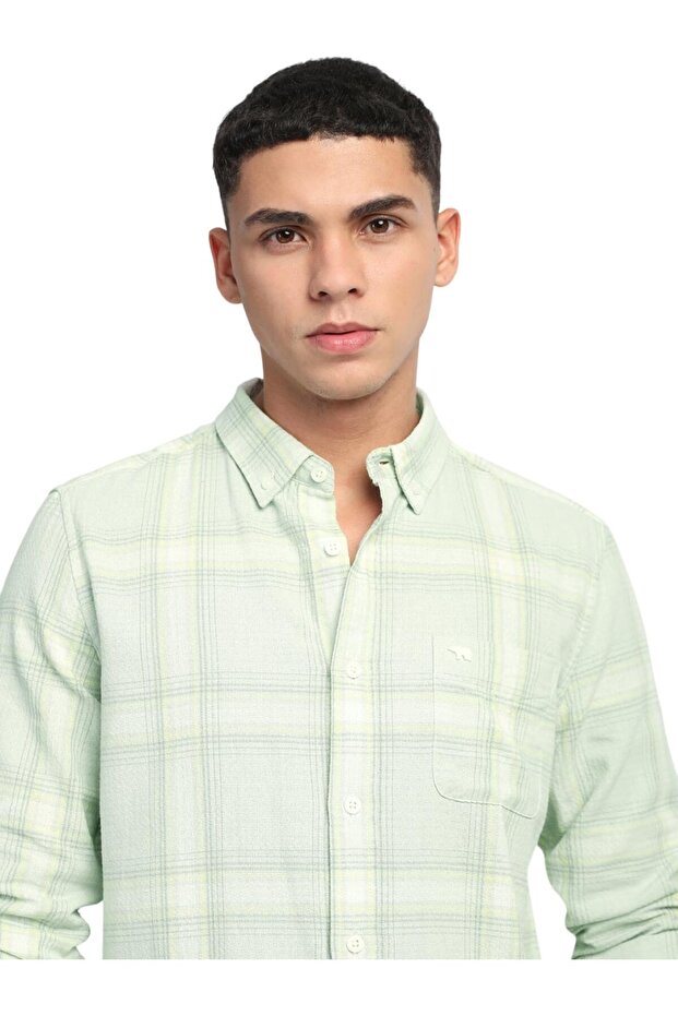 Men's Regular Fit Cotton Shirt Green Long Sleeves Casual & Formal Soft Fabric