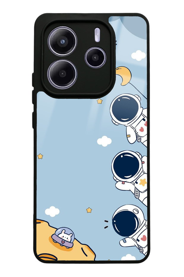 حافظة هاتف لامعة بتصميم رائد فضاء صغير لهاتف Xiaomi Redmi Note 14 4G