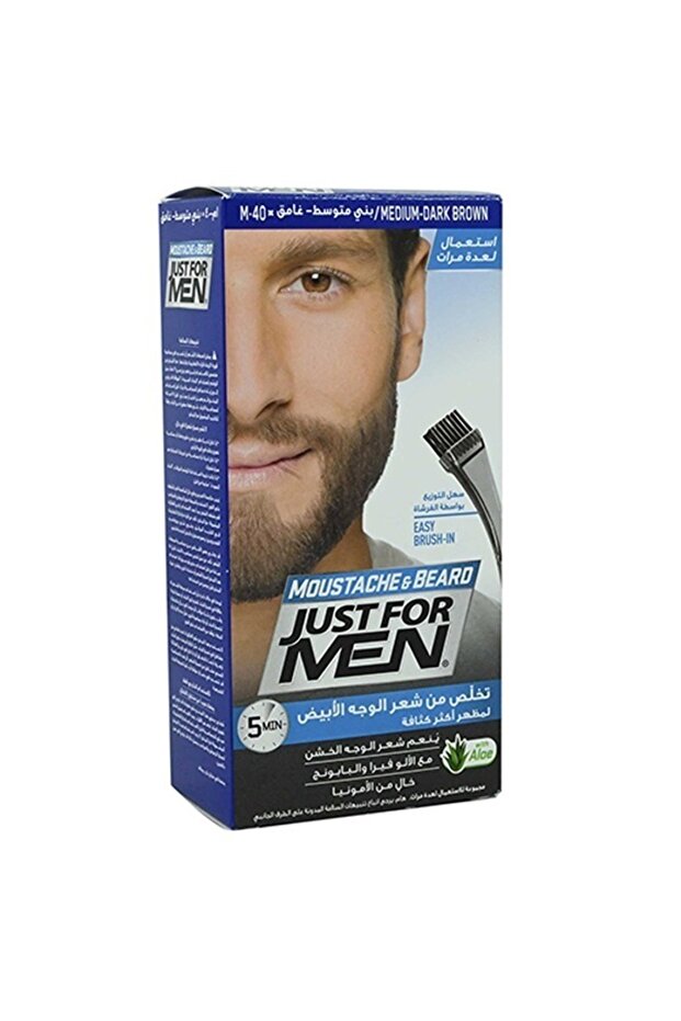 Medium Dark Brown Mustache & Beard M-40, 1 Pkt