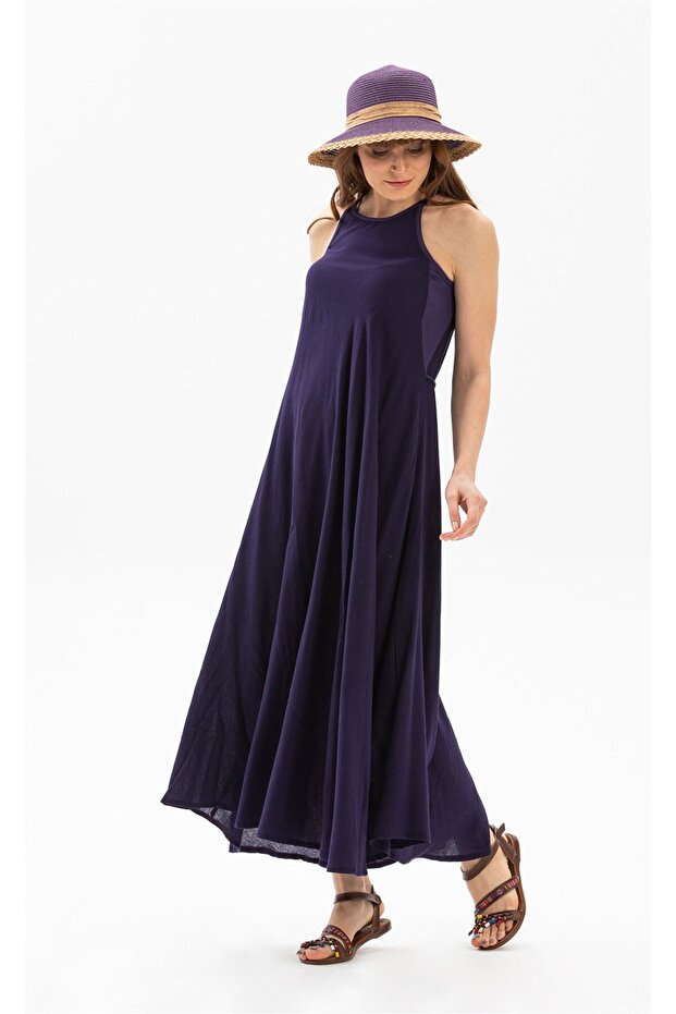 Strappy Sile Cloth Sima Long Summer Dress Purple Purple