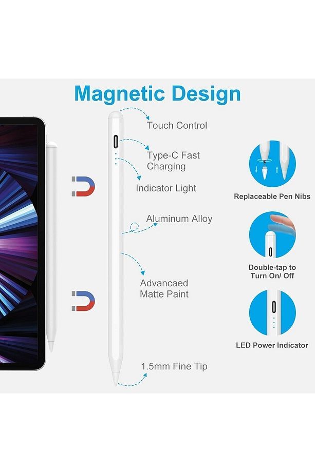 Tüm Dokunmatik Cihazlara -ios/android/windows Uyumlu Tablet Ipad Yazı Çizim Kalemi iki Üç Hediye - 5