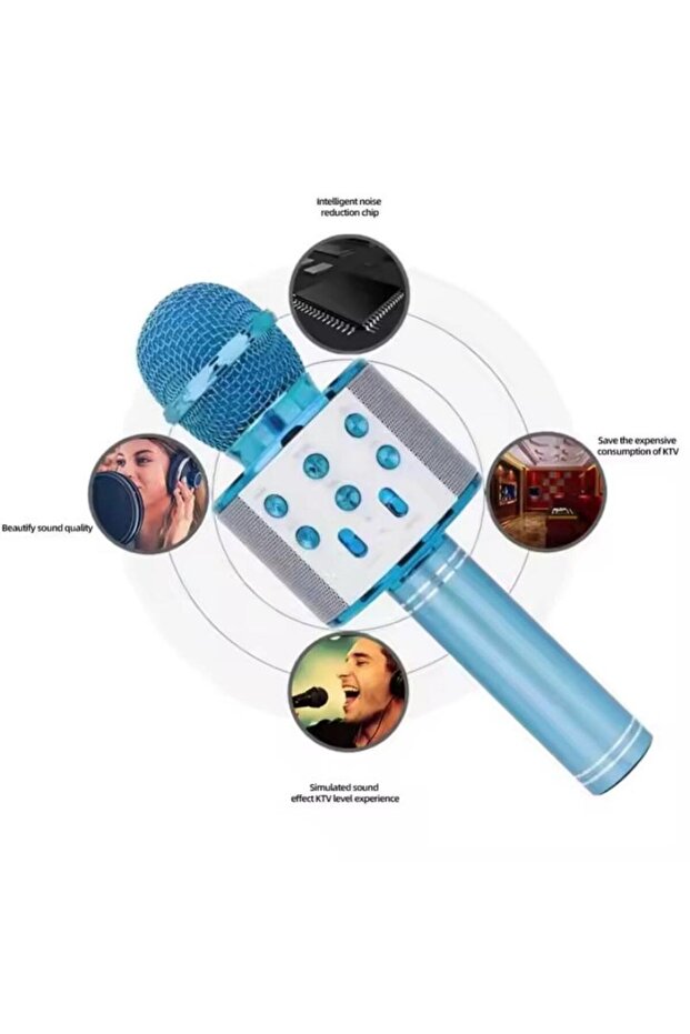 Portable Handheld Wireless Bluetooth Karaoke Microphone with Adjustable Mix FM Radio - 6