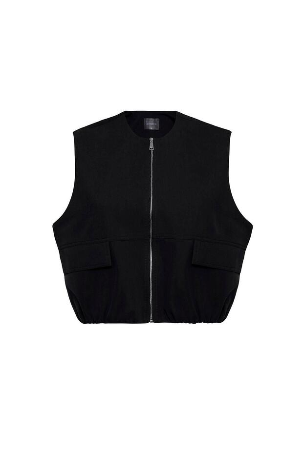 Siyah Oversize Kadın Yelek - 7