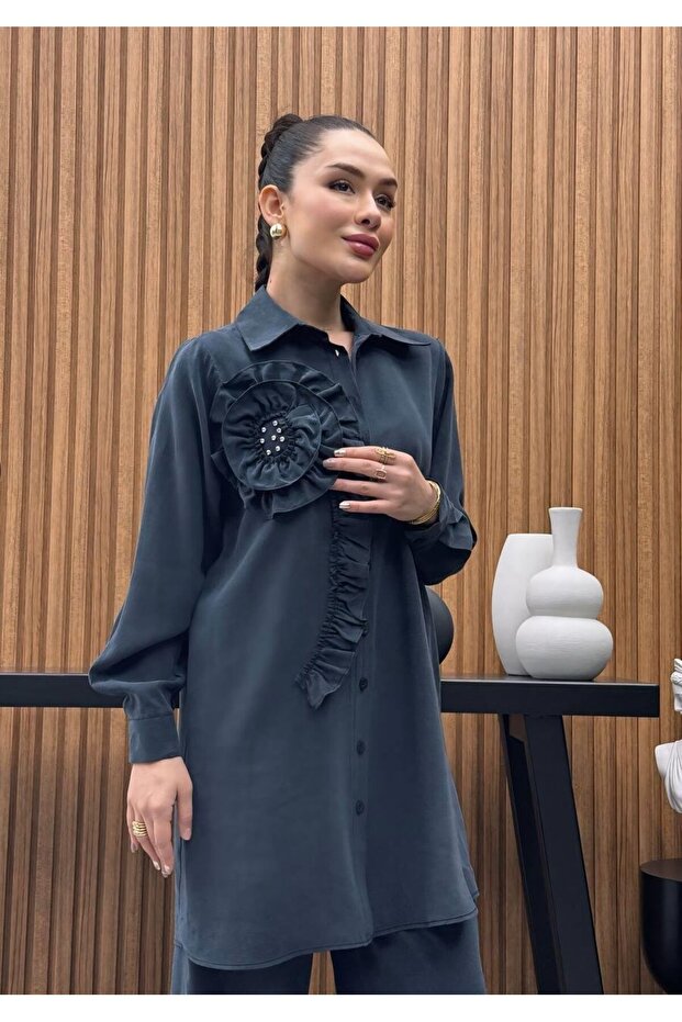 Premium Quality Tncl Fabric Floral Detailed Double Suit Hijab Suit
