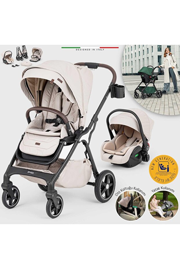 Elele Hera Travel Sistem Bebek Arabası Silver Bej