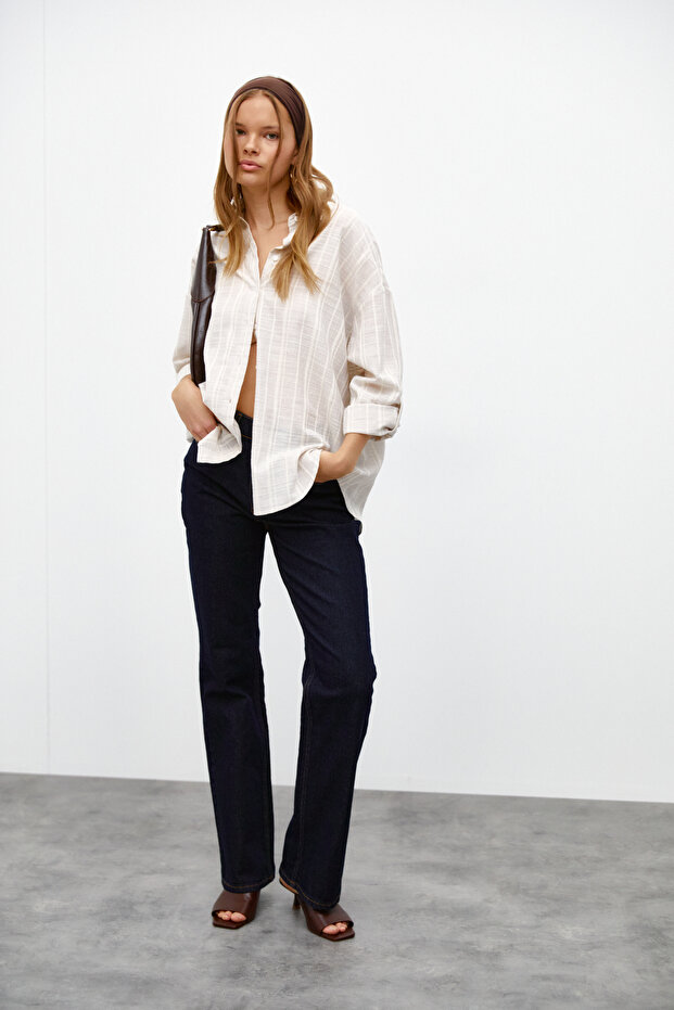 Simli Oversize Gömlek - 2