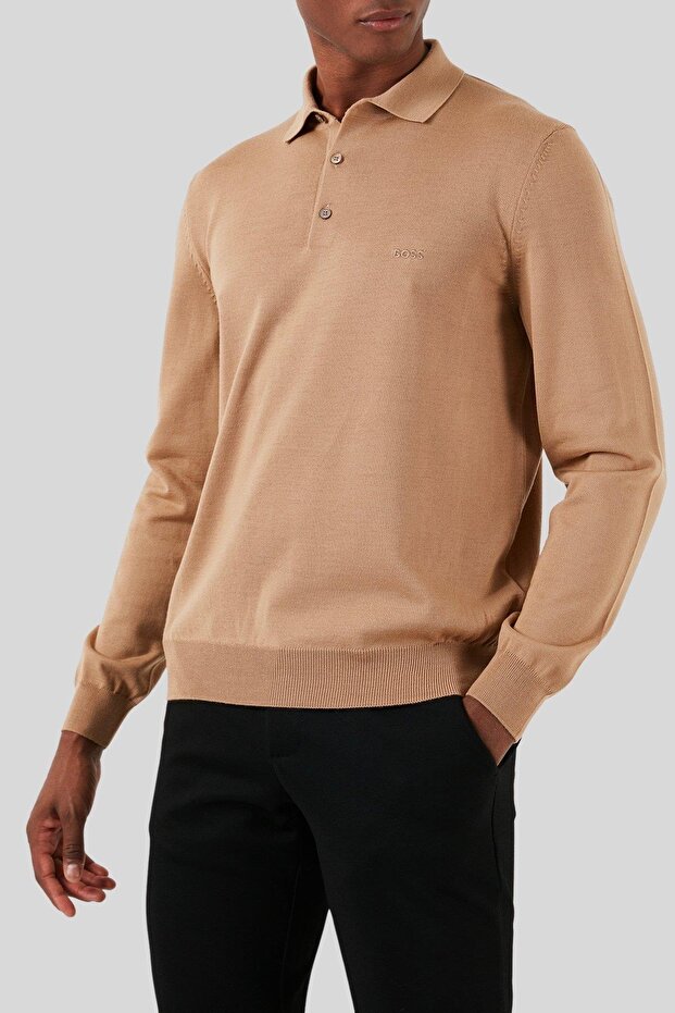 Hugo Regular Fit Erkek Yün Kazak Bej - 5