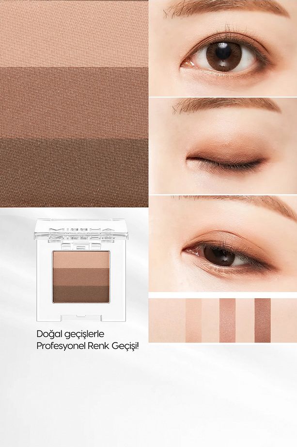 Yumuşak Dokulu, Dökülme Yapmayan 3 Renkli Göz Farı Triple Shadow (NO.13 LADY MİLK TEA) - 2