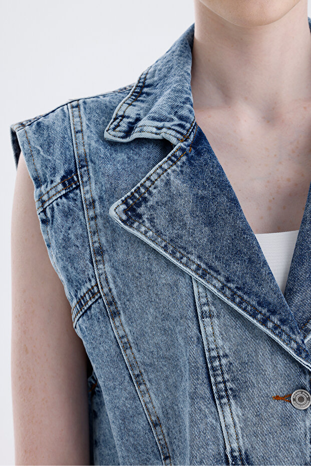 Oversize Boyfriend Basic Jeans Yelek - 2