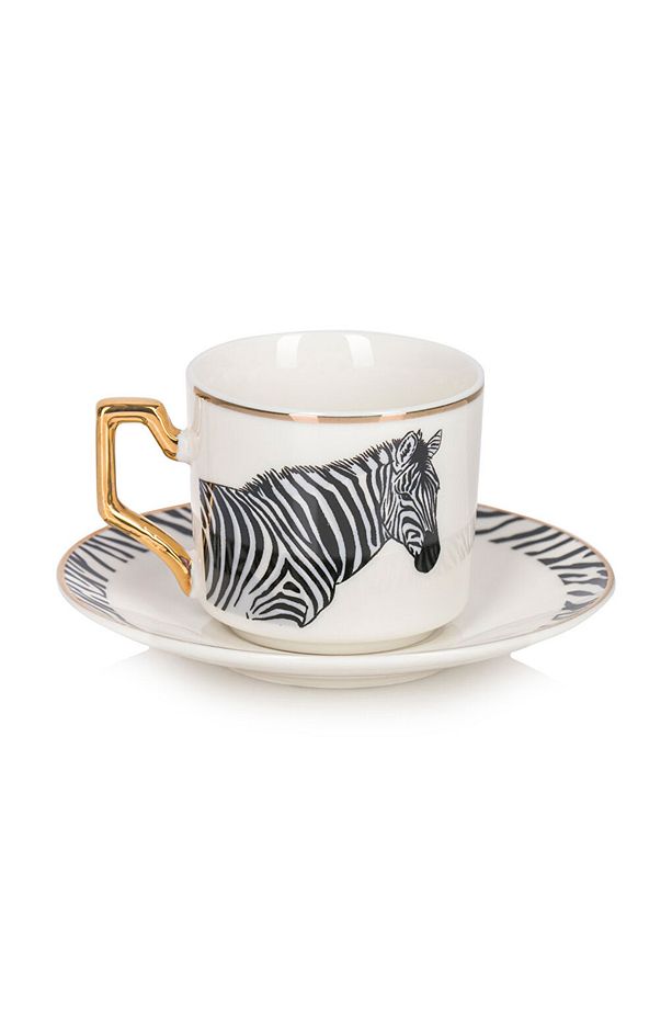 Siyah Zebra Baskılı 2 Kişilik Porselen Kahve Fincan Takımı 90 Ml - 5