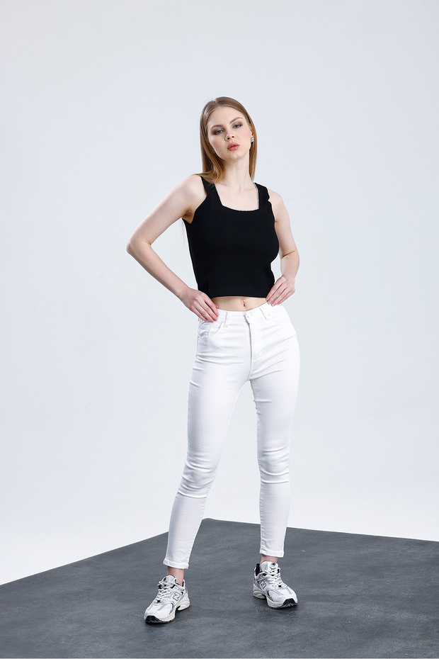 Yakası Taşlı Kalın Askılı Basic Atlet - 5